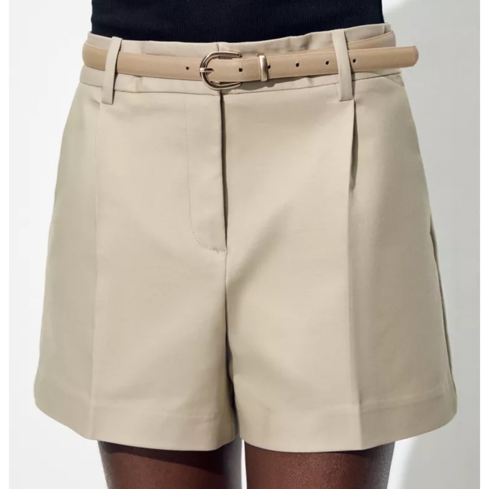 Zara Cream Tailored Pleat Front Women's Shorts